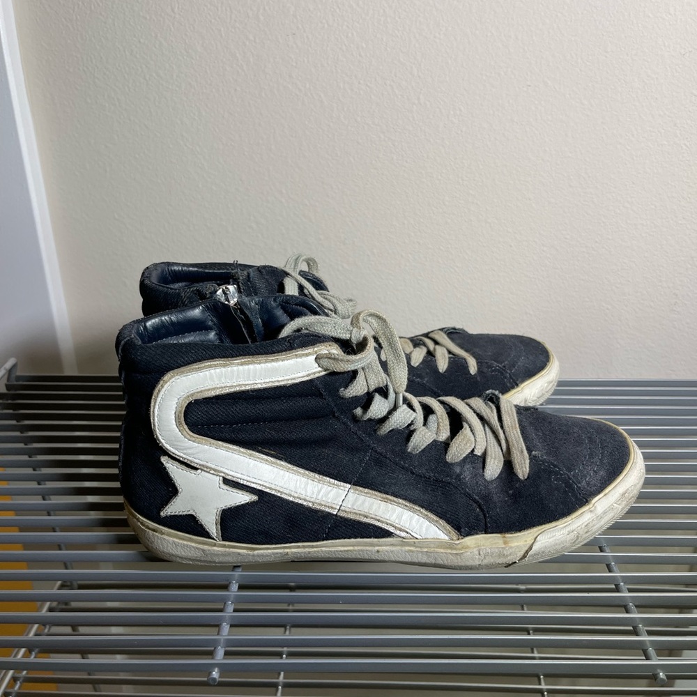 GGDB Navy and White High-Top Sneakers